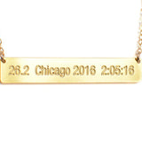 Custom Marathon Bar, Large Necklace - Customize It With Your Run Time - High Quality, Affordable Necklace - Available in Gold and Silver - Made in USA - Brevity Jewelry - Great Gift for Runners