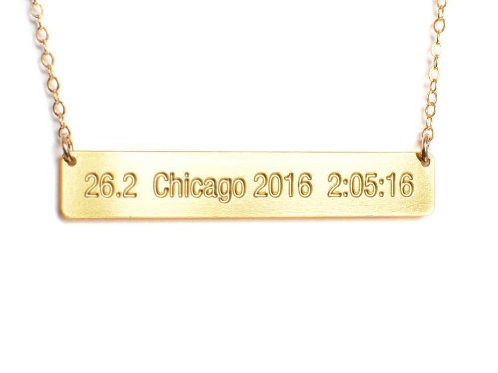 Custom Marathon Bar, Large  - Brevity Jewelry - Made in USA - Affordable gold and silver necklaces