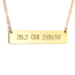 Custom Marathon Bar, Small Necklace - Customize It With Your Run Time - High Quality, Affordable Necklace - Available in Gold and Silver - Made in USA - Brevity Jewelry - Great Gift for Runners