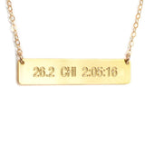 Custom Marathon Bar, Small Necklace - Customize It With Your Run Time - High Quality, Affordable Necklace - Available in Gold and Silver - Made in USA - Brevity Jewelry - Great Gift for Runners