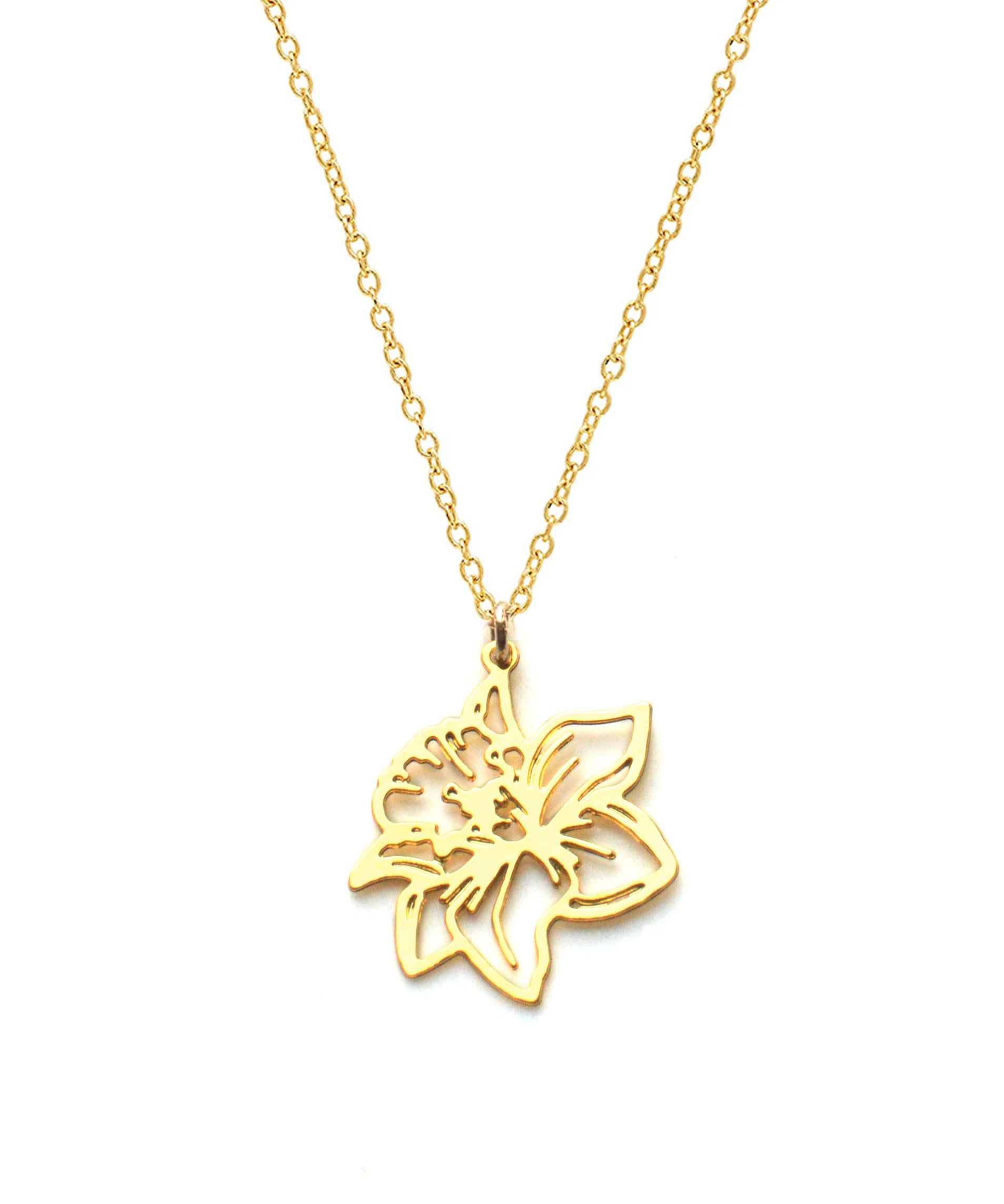 Daffodil Necklace - High Quality, Affordable, Whimsical, Hand Drawn Necklace - March Birthday Gift - Available in Gold and Silver - Made in USA - Brevity Jewelry