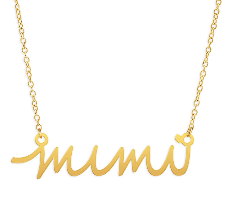 Mimi Necklace - High Quality, Affordable, Hand Written Word Necklace - Available in Gold and Silver - Made in USA - Brevity Jewelry - Gift for Grandma
