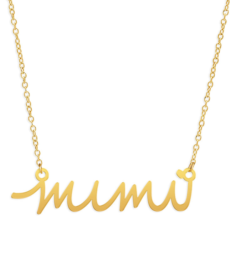 Mimi Necklace - High Quality, Affordable, Hand Written Word Necklace - Available in Gold and Silver - Made in USA - Brevity Jewelry - Gift for Grandma