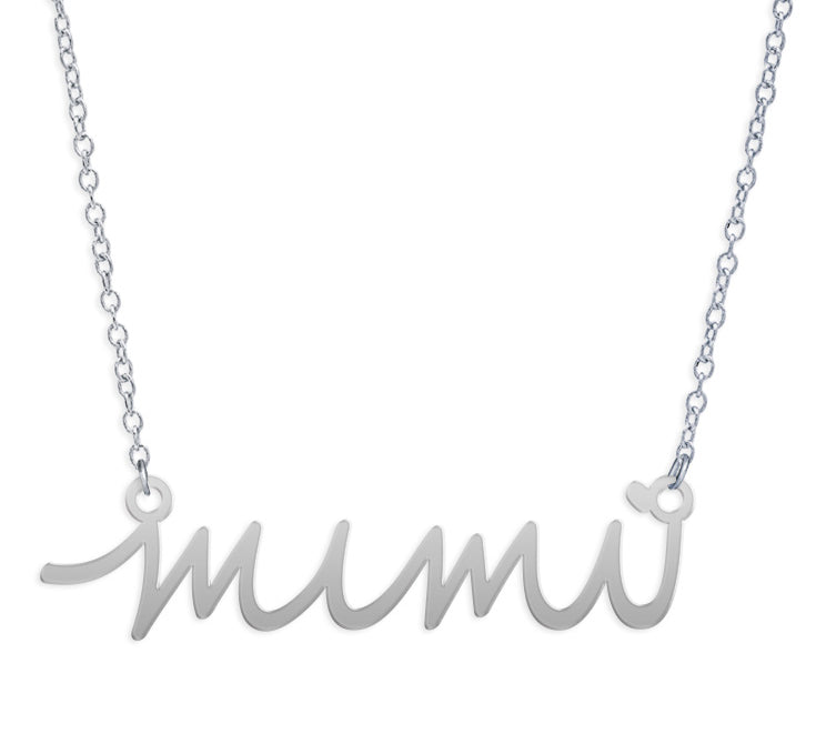 Mimi Necklace - High Quality, Affordable, Hand Written Word Necklace - Available in Gold and Silver - Made in USA - Brevity Jewelry - Gift for Grandma