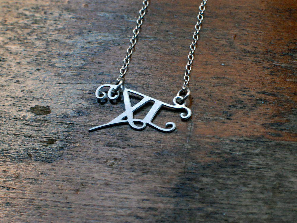 Custom Calligraphy Monogram Necklace - Your Initials Handwritten By A Calligrapher - High Quality, Affordable, One-of-a-kind, Personalized Necklace - Available in Gold and Silver - Made in USA - Brevity Jewelry - The Pefect Gift