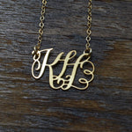 Custom Calligraphy Monogram Necklace - Your Initials Handwritten By A Calligrapher - High Quality, Affordable, One-of-a-kind, Personalized Necklace - Available in Gold and Silver - Made in USA - Brevity Jewelry - The Pefect Gift