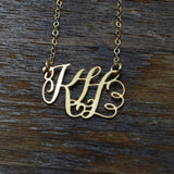 Custom Calligraphy Monogram Necklace - Your Initials Handwritten By A Calligrapher - High Quality, Affordable, One-of-a-kind, Personalized Necklace - Available in Gold and Silver - Made in USA - Brevity Jewelry - The Pefect Gift