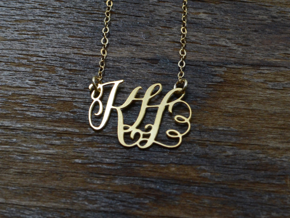 Custom Calligraphy Monogram Necklace - Your Initials Handwritten By A Calligrapher - High Quality, Affordable, One-of-a-kind, Personalized Necklace - Available in Gold and Silver - Made in USA - Brevity Jewelry - The Pefect Gift