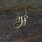 Custom Calligraphy Monogram Necklace - Your Initials Handwritten By A Calligrapher - High Quality, Affordable, One-of-a-kind, Personalized Necklace - Available in Gold and Silver - Made in USA - Brevity Jewelry - The Pefect Gift