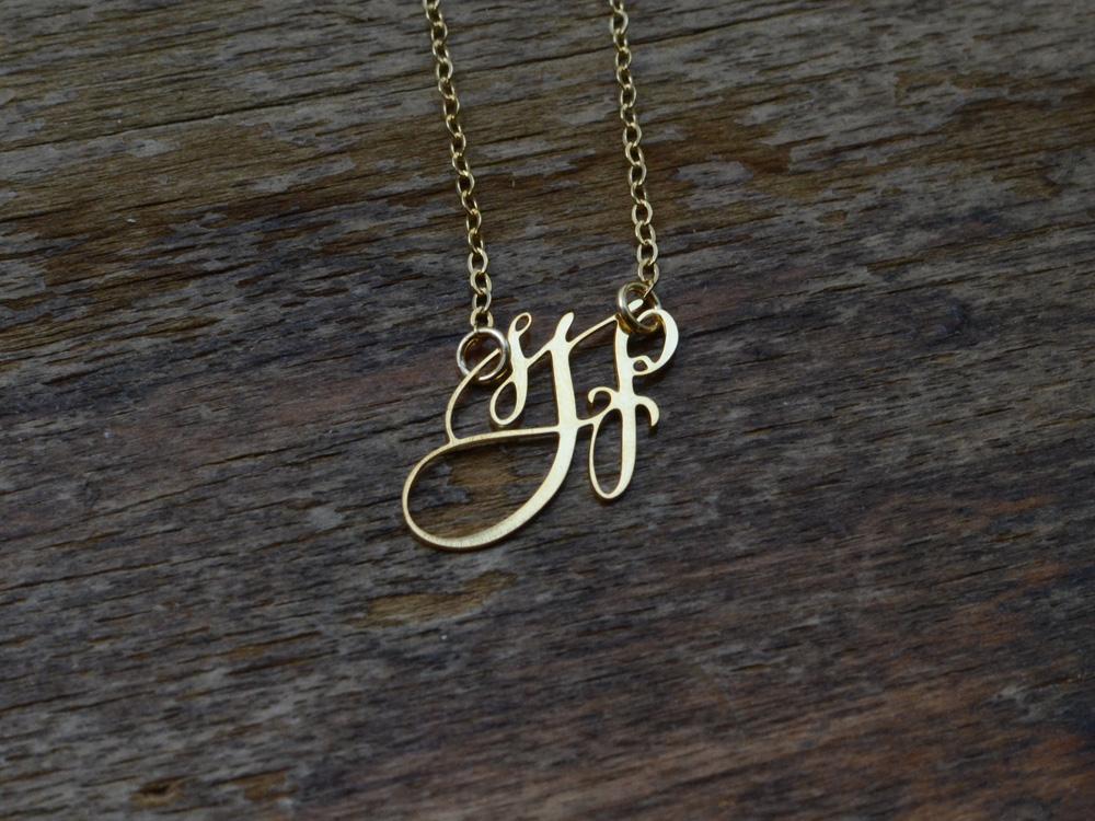 Monogram Necklace  - Brevity Jewelry - Made in USA - Affordable gold and silver necklaces