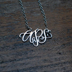 Custom Calligraphy Monogram Necklace - Your Initials Handwritten By A Calligrapher - High Quality, Affordable, One-of-a-kind, Personalized Necklace - Available in Gold and Silver - Made in USA - Brevity Jewelry - The Pefect Gift