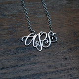 Custom Calligraphy Monogram Necklace - Your Initials Handwritten By A Calligrapher - High Quality, Affordable, One-of-a-kind, Personalized Necklace - Available in Gold and Silver - Made in USA - Brevity Jewelry - The Pefect Gift