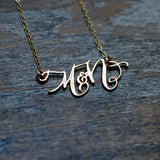 Custom Calligraphy Monogram Necklace - Your Initials Handwritten By A Calligrapher - High Quality, Affordable, One-of-a-kind, Personalized Necklace - Available in Gold and Silver - Made in USA - Brevity Jewelry - The Pefect Gift