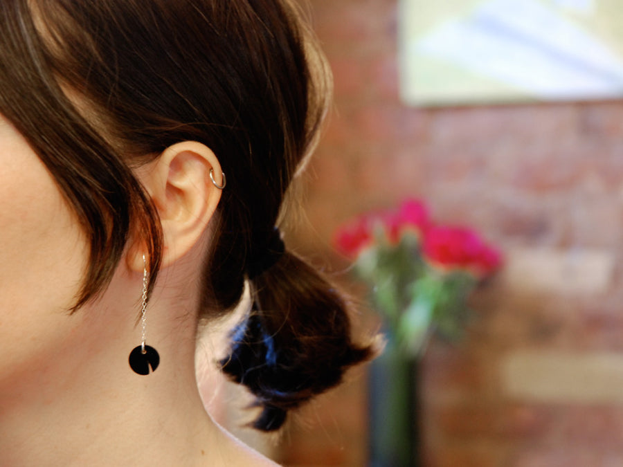 Moon Earrings - High Quality, Affordable, Geometric Earrings - Available in Black and White Acrylic, Gold, Silver, and Limited Edition Coral Powdercoat Finish - Made in USA - Brevity Jewelry
