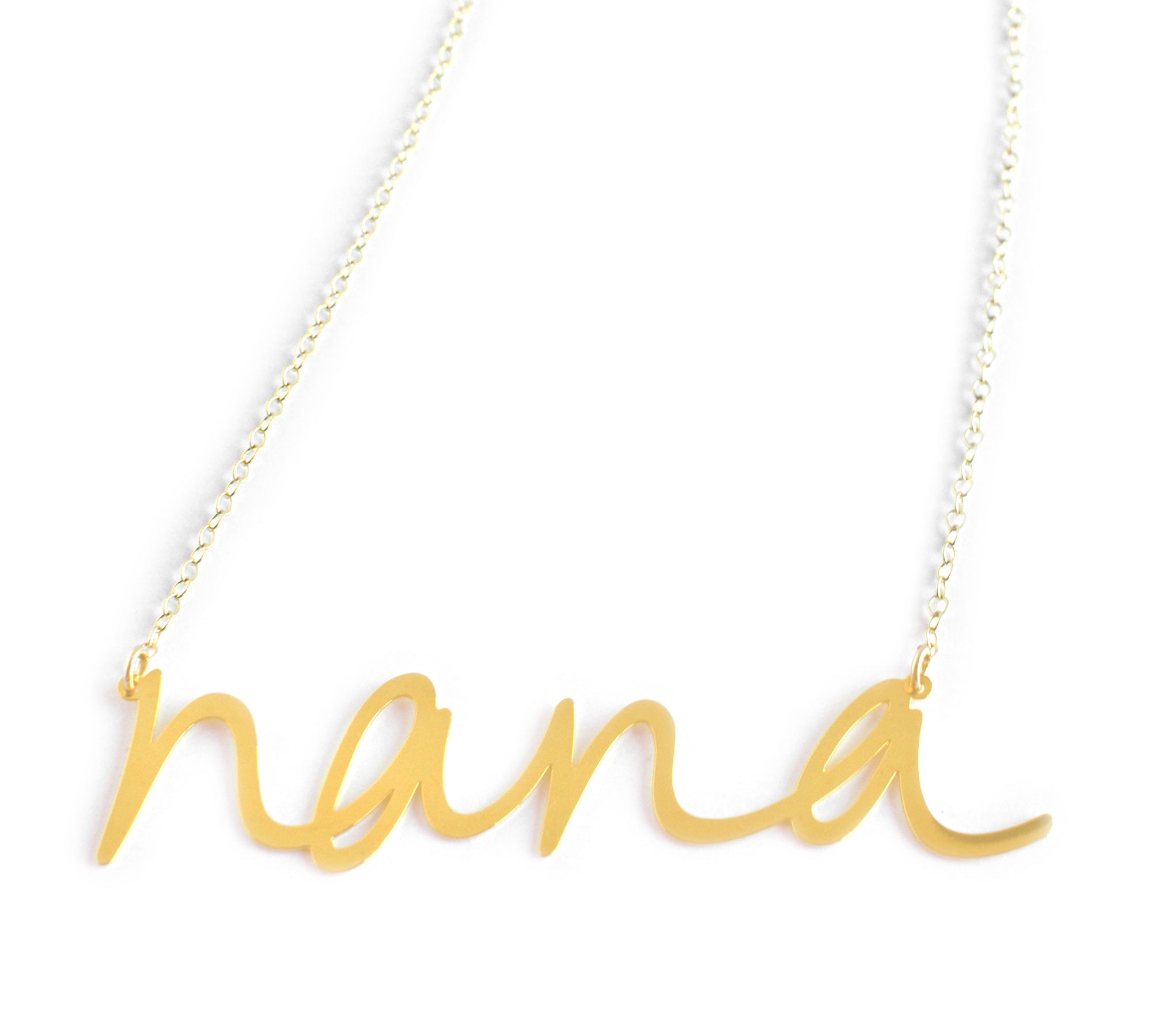 Nana Necklace - High Quality, Affordable, Hand Written, Self Love Word Necklace - Available in Gold and Silver - Small and Large Sizes - Made in USA - Brevity Jewelry - Gift for Grandma