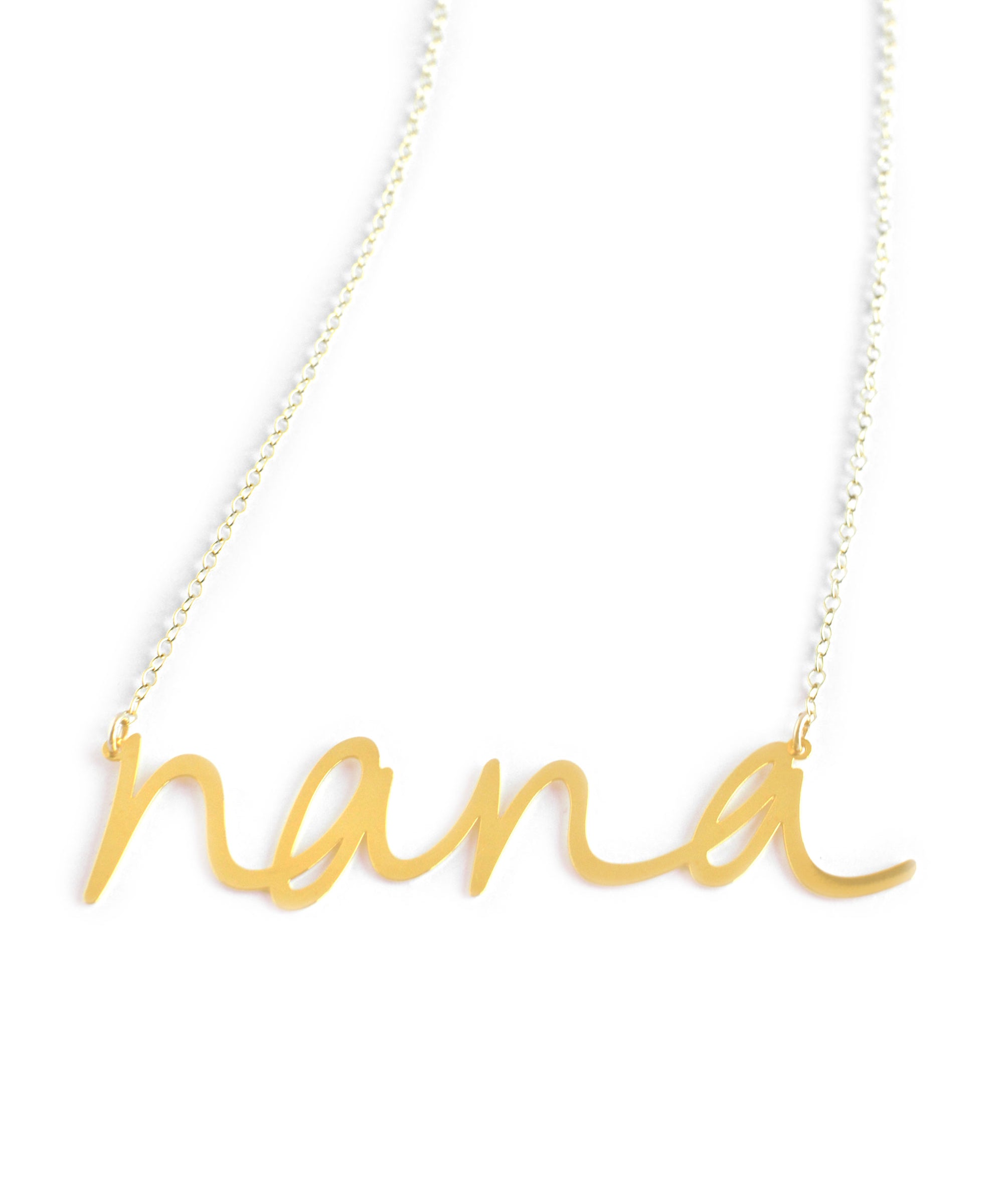 Nana Necklace - High Quality, Affordable, Hand Written, Self Love Word Necklace - Available in Gold and Silver - Small and Large Sizes - Made in USA - Brevity Jewelry - Gift for Grandma