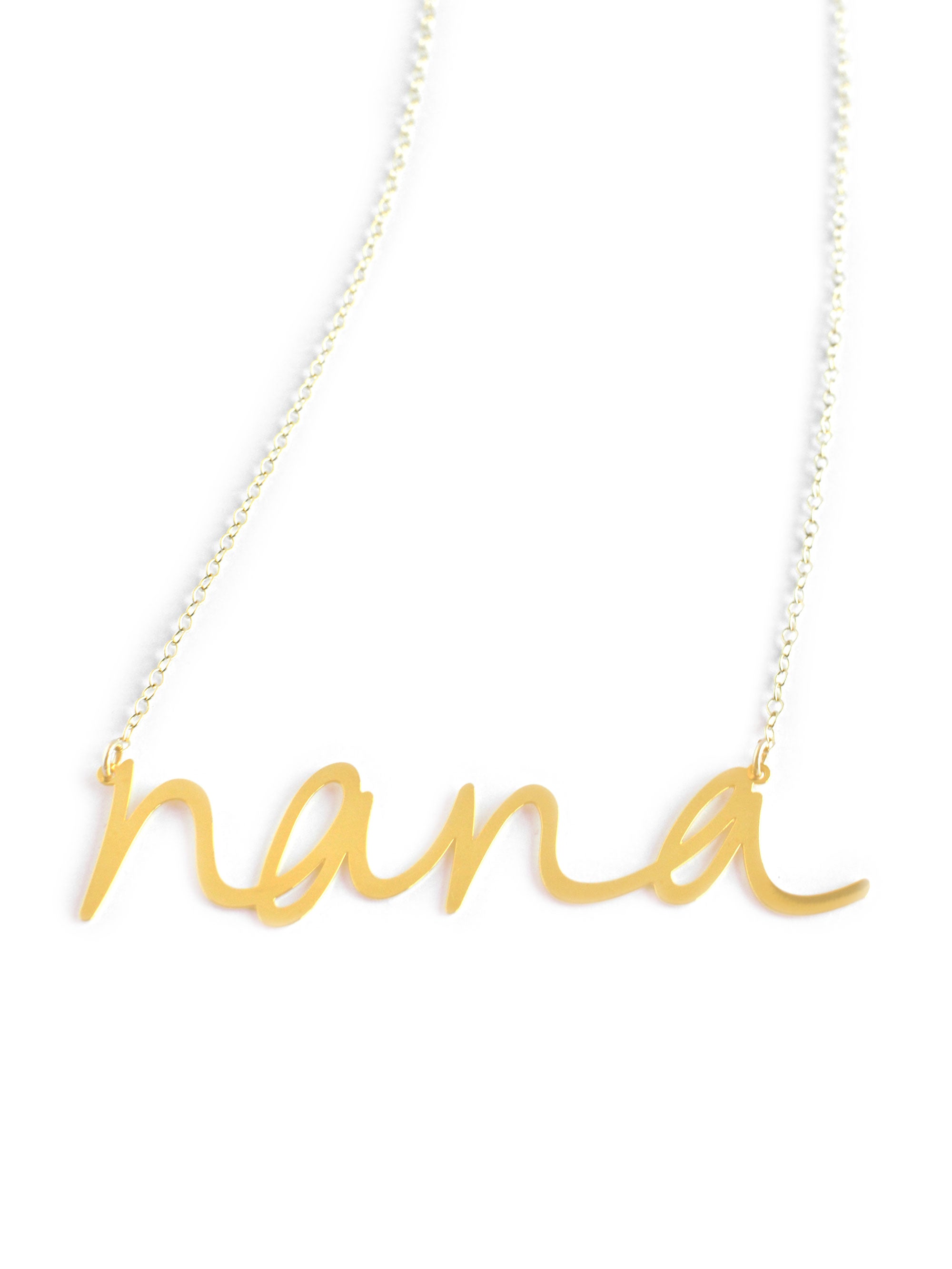 Nana Necklace - High Quality, Affordable, Hand Written, Self Love Word Necklace - Available in Gold and Silver - Small and Large Sizes - Made in USA - Brevity Jewelry - Gift for Grandma