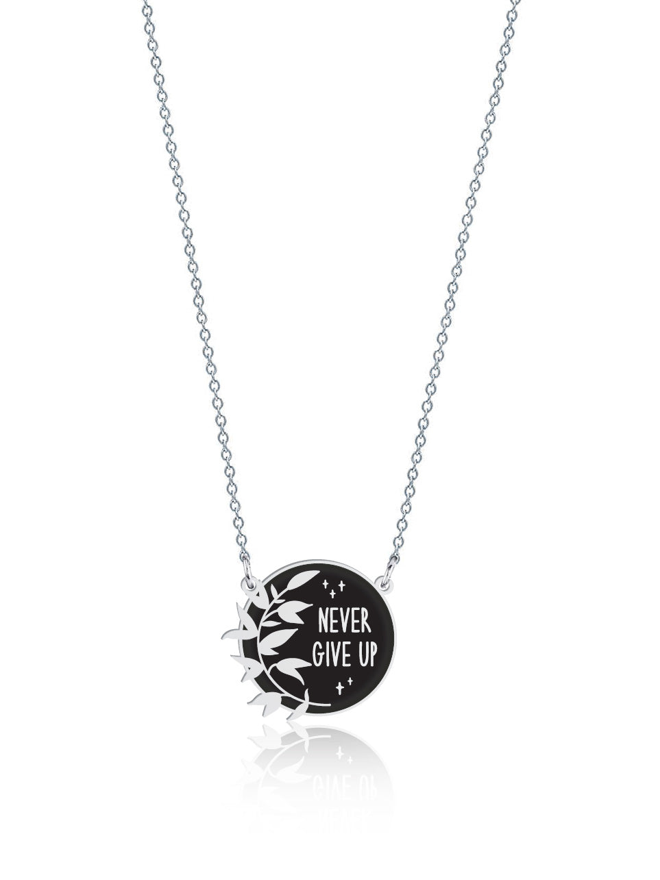 Never Give Up Necklace - High Quality, Affordable, Hand Written, Empowering, Self Love, Mantra Word Necklace - Available in Gold and Silver - Brevity Jewelry