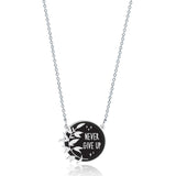 Never Give Up Necklace - High Quality, Affordable, Hand Written, Empowering, Self Love, Mantra Word Necklace - Available in Gold and Silver - Brevity Jewelry