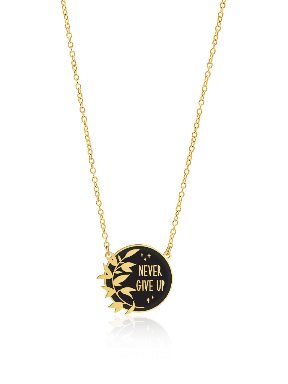Never Give Up Necklace - High Quality, Affordable, Hand Written, Empowering, Self Love, Mantra Word Necklace - Available in Gold and Silver - Brevity Jewelry