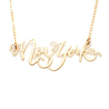 I Heart New York Necklace - High Quality, Hand Lettered, Calligraphy, City Necklace - Featuring a Dainty Heart and Your Favorite City - Available in Gold and Silver - Made in USA - Brevity Jewelry