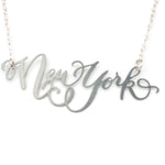 New York City Love Necklace - High Quality, Hand Lettered, Calligraphy City Necklace - Your Favorite City - Available in Gold and Silver - Made in USA - Brevity Jewelry