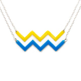 Ocean Necklace - Affordable Acrylic Necklace - Yellow, Blue or Gray - Silver Chain - Made in USA - Brevity Jewelry