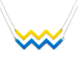 Ocean Necklace - Affordable Acrylic Necklace - Yellow, Blue or Gray - Silver Chain - Made in USA - Brevity Jewelry