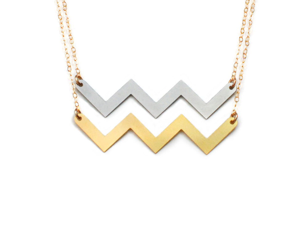 Ocean Mixed Metal Necklace - High Quality, Affordable Necklace - Available in Mixed Gold and Silver - Made in USA - Brevity Jewelry