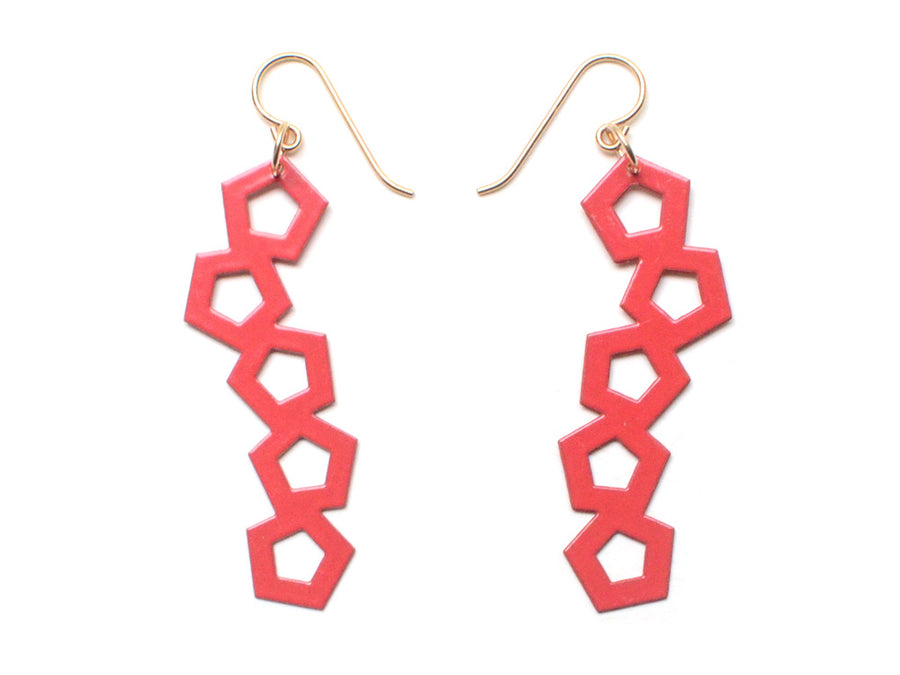 Offset Earrings - High Quality, Affordable, Geometric Earrings - Available in Black and White Acrylic, Gold, Silver, and Limited Edition Coral Powdercoat Finish - Made in USA - Brevity Jewelry
