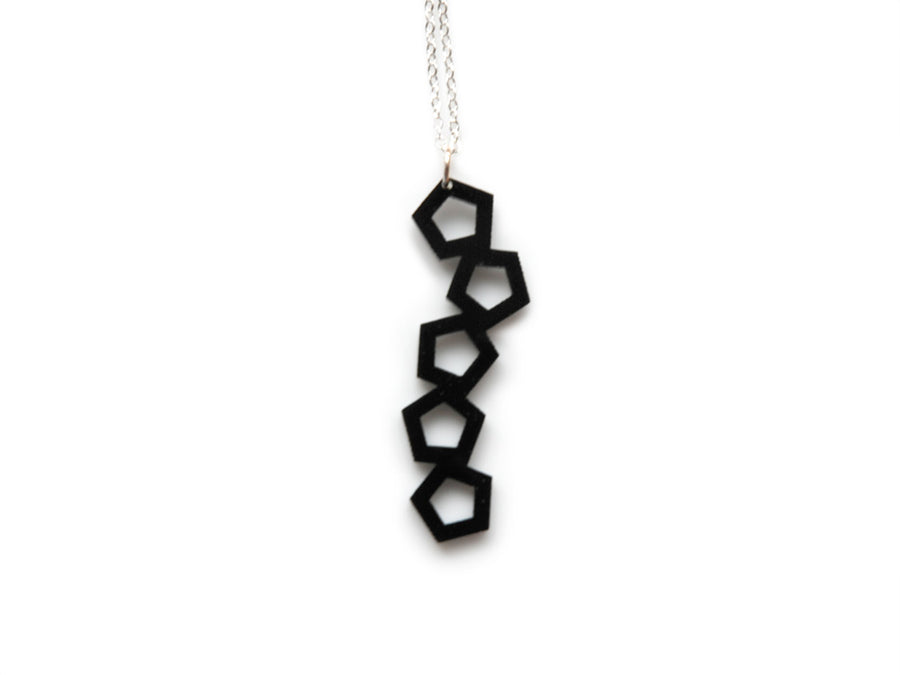 Offset Necklace - High Quality, Affordable, Geometric Necklace - Available in Black and White Acrylic, Gold, Silver, and Limited Edition Coral Powdercoat Finish - Made in USA - Brevity Jewelry