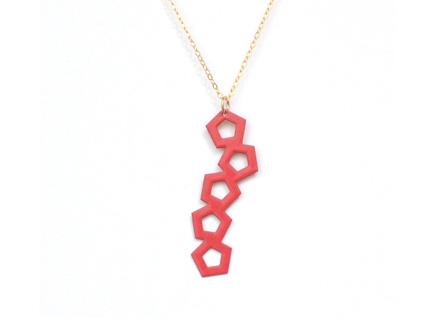 Offset Necklace - High Quality, Affordable, Geometric Necklace - Available in Black and White Acrylic, Gold, Silver, and Limited Edition Coral Powdercoat Finish - Made in USA - Brevity Jewelry