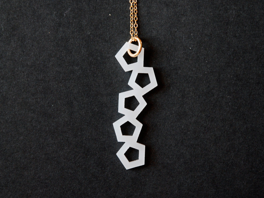 Offset Necklace - High Quality, Affordable, Geometric Necklace - Available in Black and White Acrylic, Gold, Silver, and Limited Edition Coral Powdercoat Finish - Made in USA - Brevity Jewelry