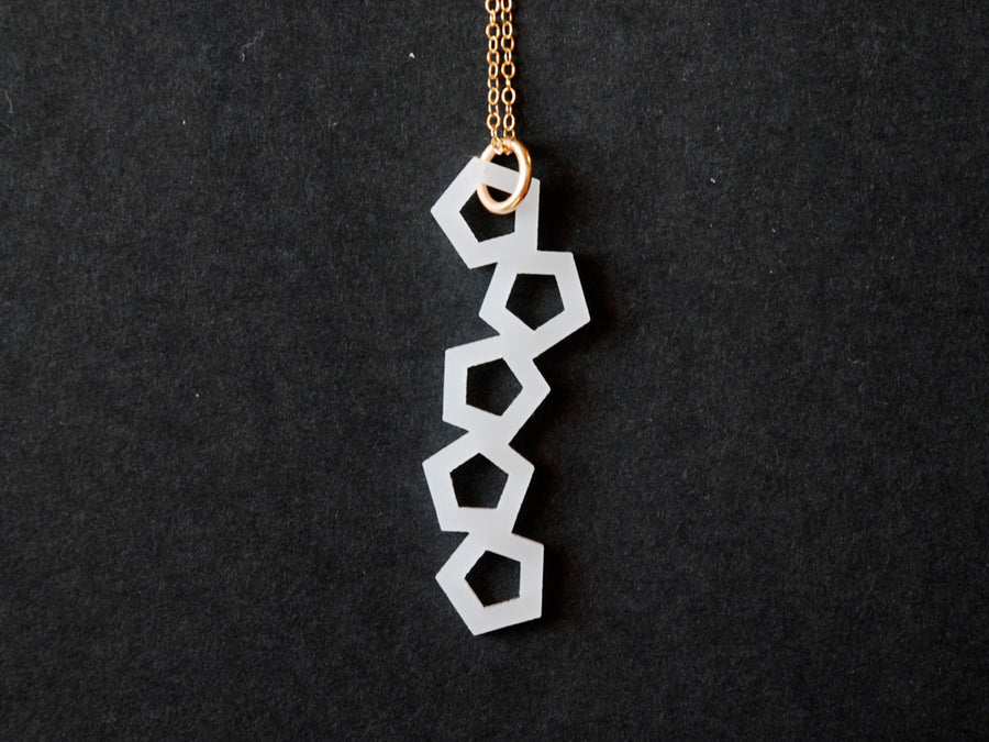 Offset Necklace - High Quality, Affordable, Geometric Necklace - Available in Black and White Acrylic, Gold, Silver, and Limited Edition Coral Powdercoat Finish - Made in USA - Brevity Jewelry