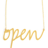 Open Necklace - High Quality, Affordable, Hand Written, Self Love, Mantra Word Necklace - Available in Gold and Silver - Small and Large Sizes - Made in USA - Brevity Jewelry