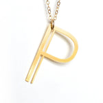 P Letter Necklace - Art Deco Typography Style - High Quality, Affordable, Self Love, Initial Charm Necklace - Available in Gold and Silver - Made in USA - Brevity Jewelry