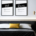 Framed Black Grit Print With Word Definition - High Quality, Affordable, Hand Written, Empowering, Self Love, Mantra Word Print. Archival-Quality, Matte Giclée Print - Brevity Jewelry