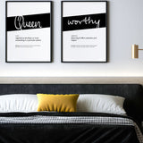 Framed Black Queen Print With Word Definition - High Quality, Affordable, Hand Written, Empowering, Self Love, Mantra Word Print. Archival-Quality, Matte Giclée Print - Brevity Jewelry