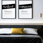 Framed Black Unstoppable Print With Word Definition - High Quality, Affordable, Hand Written, Empowering, Self Love, Mantra Word Print. Archival-Quality, Matte Giclée Print - Brevity Jewelry