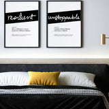 Framed Black Unstoppable Print With Word Definition - High Quality, Affordable, Hand Written, Empowering, Self Love, Mantra Word Print. Archival-Quality, Matte Giclée Print - Brevity Jewelry