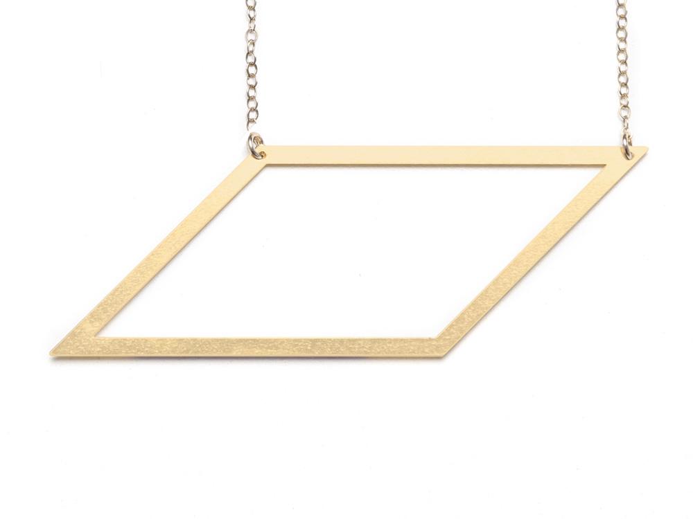 Large Parallelogram Necklace - High Quality, Affordable Necklace - Available in Gold and Silver - Made in USA - Brevity Jewelry