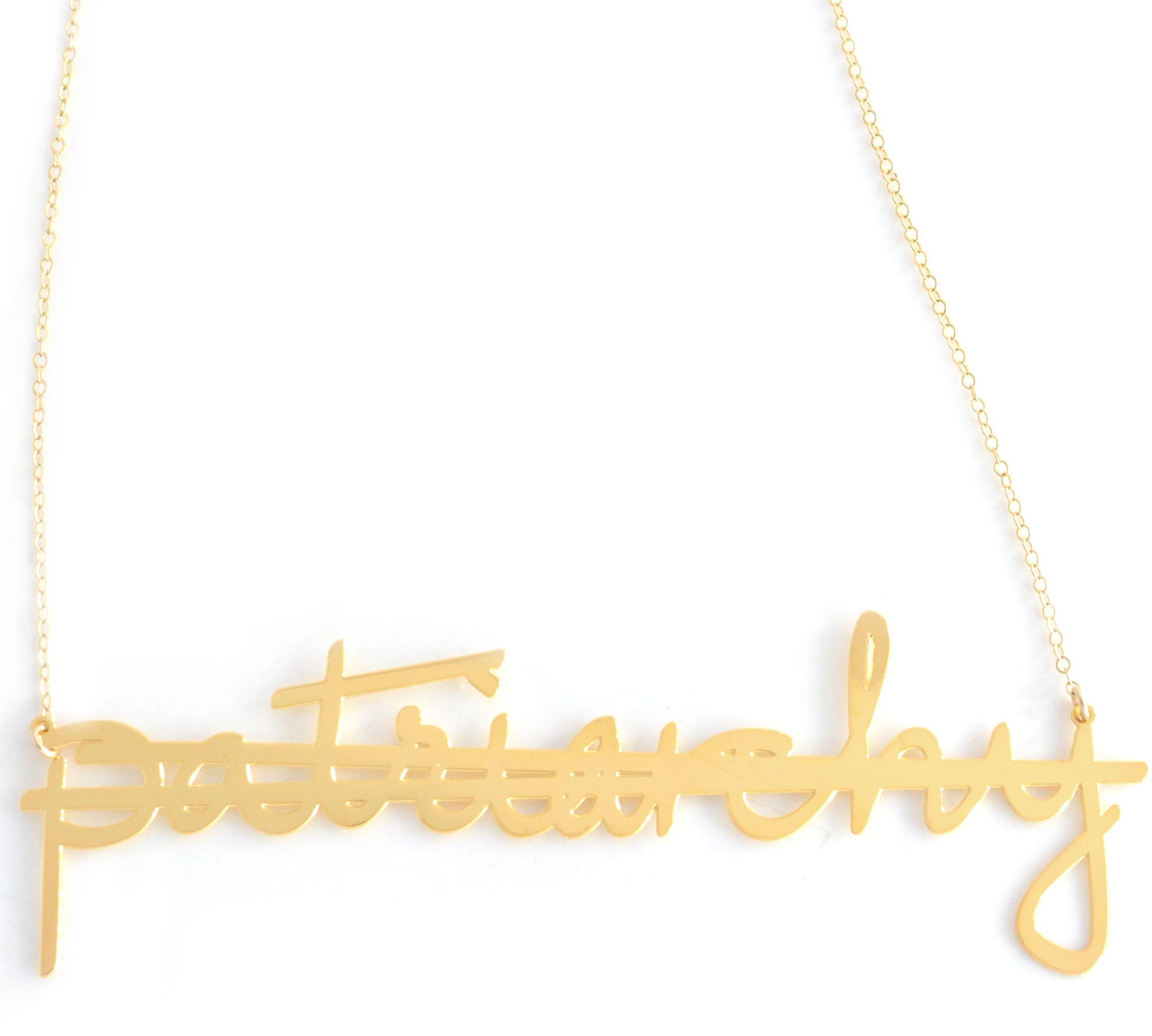 No More Patriarchy Necklace - High Quality, Affordable, Hand Written, Empowering, Self Love, Mantra Word Necklace - Available in Gold and Silver - Small and Large Sizes - Made in USA - Brevity Jewelry
