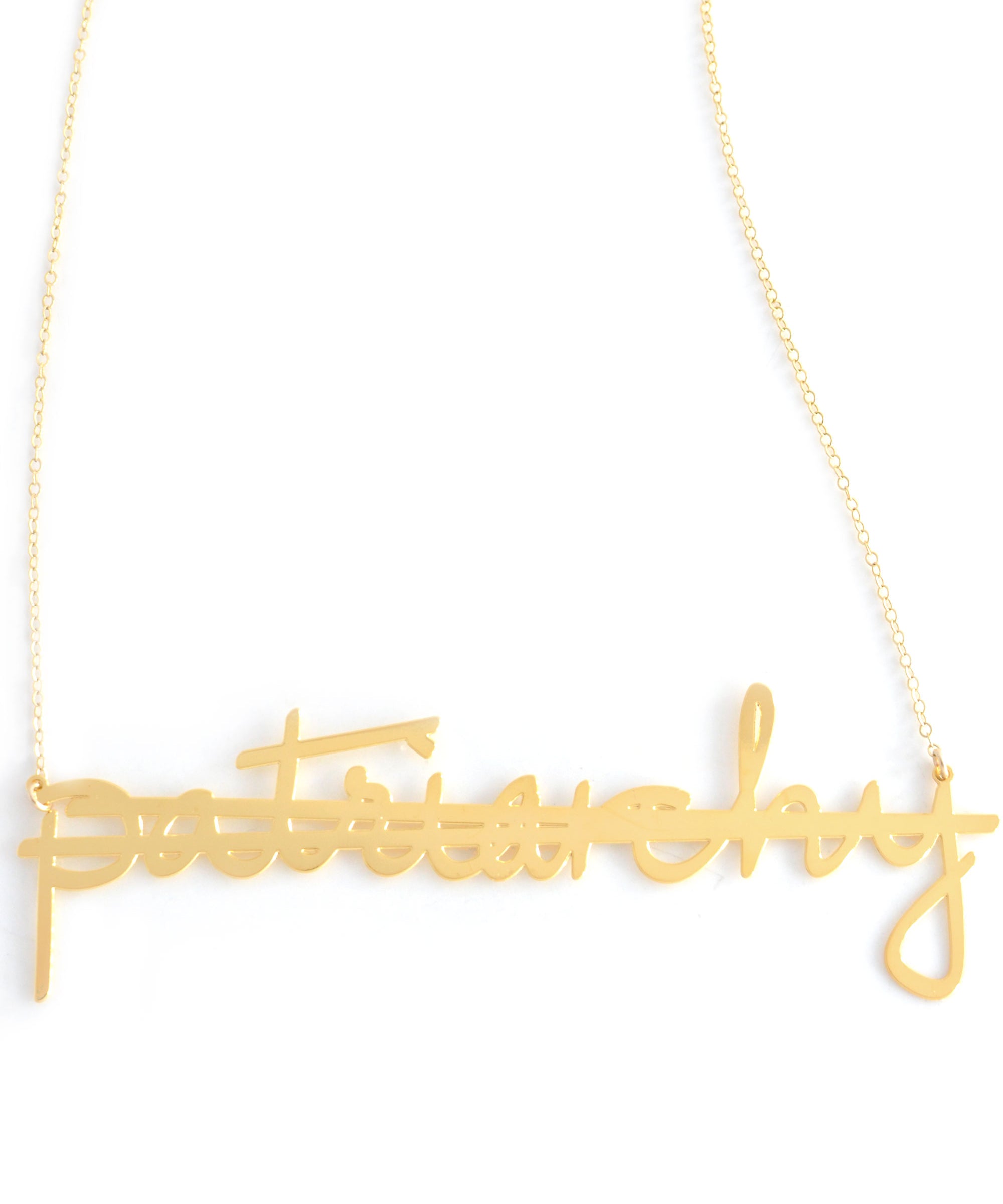 No More Patriarchy Necklace - High Quality, Affordable, Hand Written, Empowering, Self Love, Mantra Word Necklace - Available in Gold and Silver - Small and Large Sizes - Made in USA - Brevity Jewelry