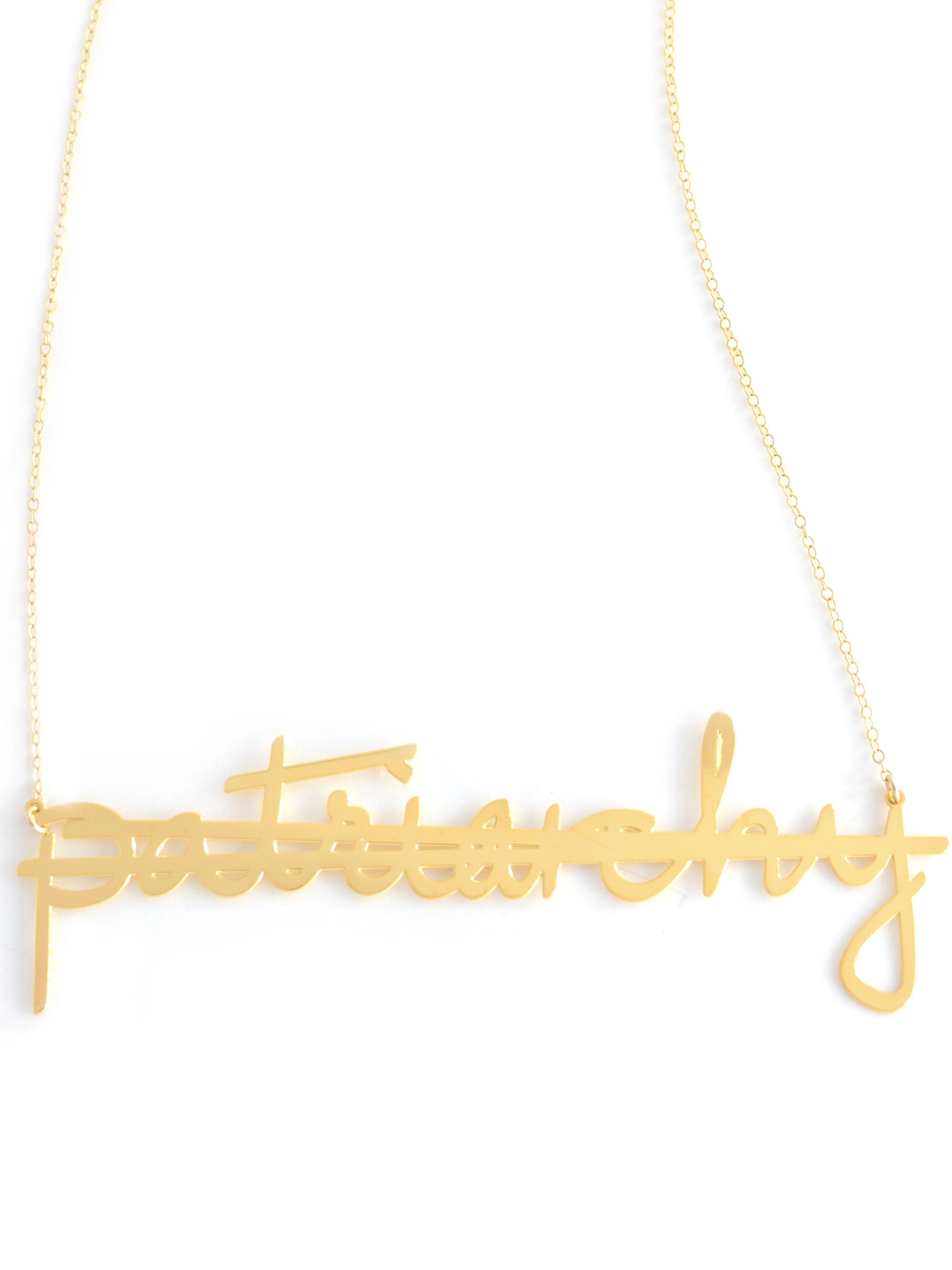 No More Patriarchy Necklace - High Quality, Affordable, Hand Written, Empowering, Self Love, Mantra Word Necklace - Available in Gold and Silver - Small and Large Sizes - Made in USA - Brevity Jewelry