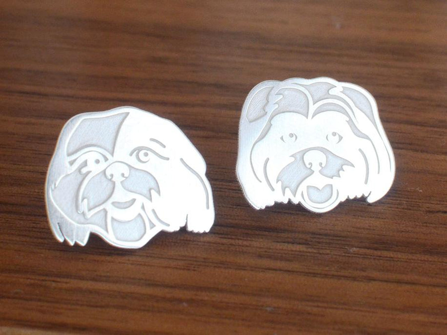 Custom Double Pet Portrait Cufflinks - Your Pets Hand Drawn By An Artist - High Quality, Affordable, One-of-a-kind, Personalized Cufflinks - Available in Gold and Silver - Made in USA - Brevity Jewelry - The Pefect Gift