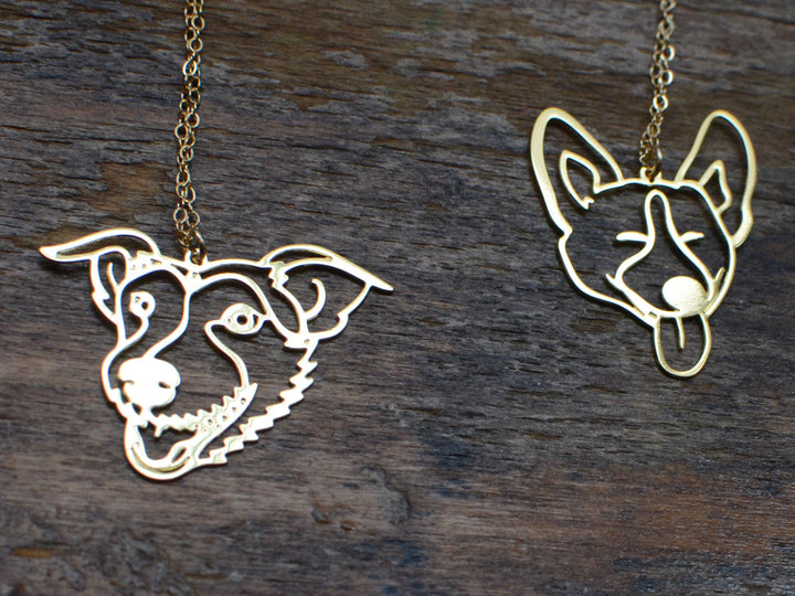Custom Pet Portrait Necklace - Your Pet Hand Drawn By An Artist - High Quality, Affordable, One-of-a-kind, Personalized Necklace - Available in Gold and Silver - Made in USA - Brevity Jewelry - The Pefect Gift