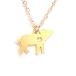 Pig Love Necklace - Animal Love - High Quality, Affordable Necklace - Available in Gold and Silver - Made in USA - Brevity Jewelry