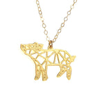 Pig Necklace - Wireframe Origami - High Quality, Affordable Necklace - Available in Gold and Silver - Made in USA - Brevity Jewelry