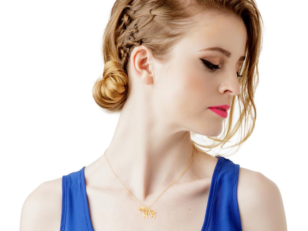 Pig Necklace - Wireframe Origami - High Quality, Affordable Necklace - Available in Gold and Silver - Made in USA - Brevity Jewelry