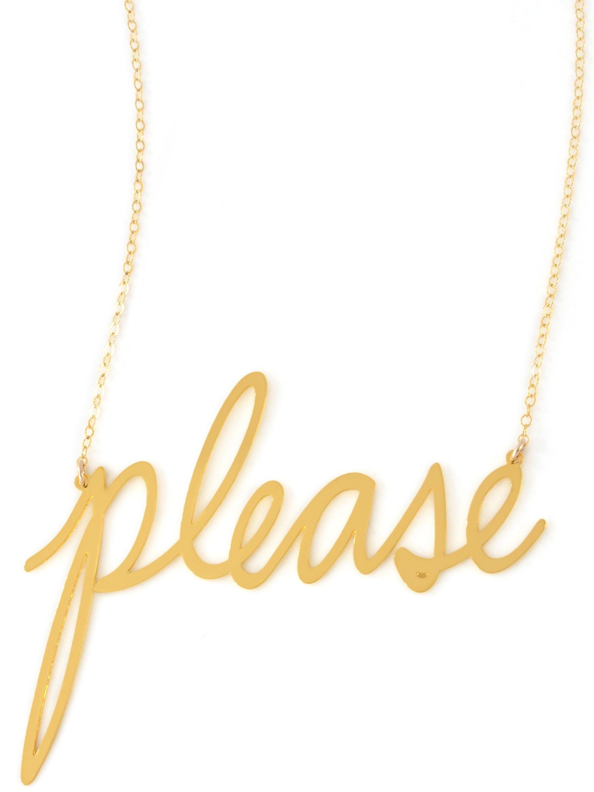 Please Necklace - High Quality, Affordable, Hand Written, Self Love, Mantra Word Necklace - Available in Gold and Silver - Small and Large Sizes - Made in USA - Brevity Jewelry